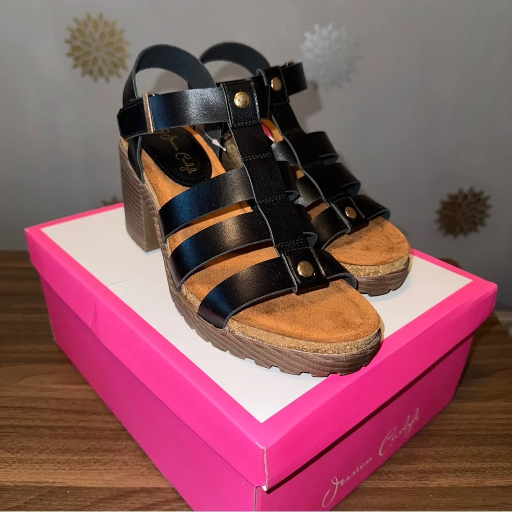 Jessica Carlyle Chunky Black Heels Shoes Woman’s size 9 New w/tags and box - Picture 3 of 5